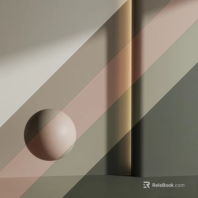 Abstract Geometric Building Components With Pastel Color Panels Rounded Sphere And Vertical Stripes 3d model 