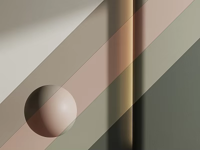 Abstract Geometric Building Components With Pastel Color Panels Rounded Sphere And Vertical Stripes 3d model