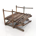 Handmade Wooden Cart Constructed With Sticks And Planks In Simple Design