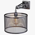 Industrial Style Metal Wall Light With Round Mesh Shade Design Fixture