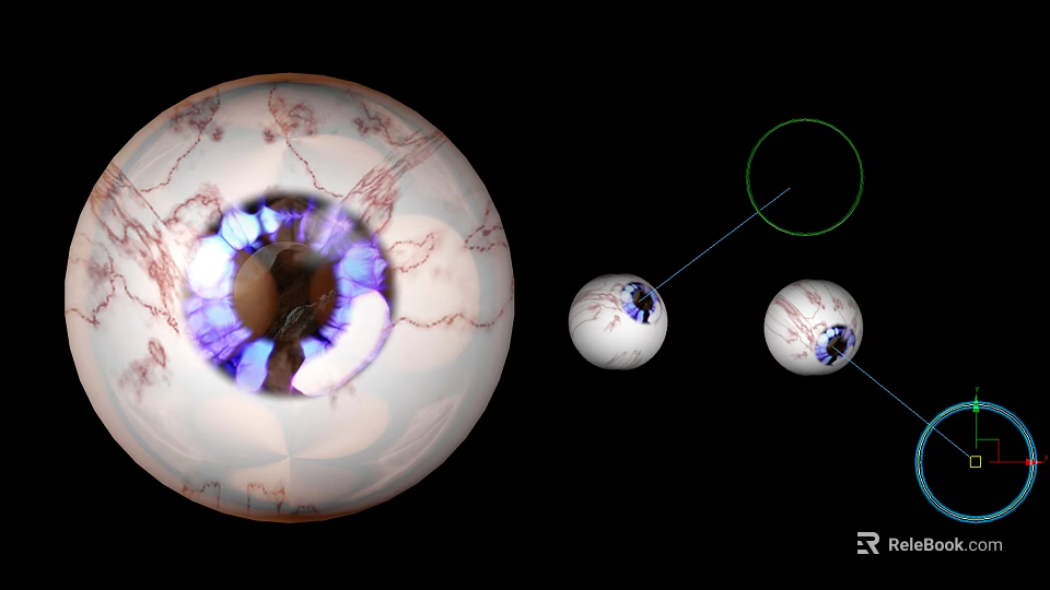 Detailed Human Eye Anatomical Illustration With Smaller Models And Highlighted Sections 3d model