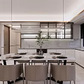 Modern Living and Dining Room Interior Design With TV Wall Dining Table Chairs and Lighting