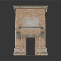 Ancient Roman Architectural Elements With Stone Columns And Brick Arches 3d model