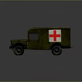 Vintage Green Military Ambulance With Red Cross Markings And Retro Design