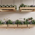 Lush Indoor Hanging Planter Greenery With Wooden Holders And Mixed Plants Flowers