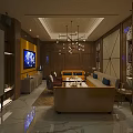 Elegant KTV Room Interior Design With Wooden Decor Sofa TV And Chandelier