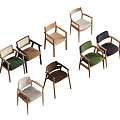 Designer Single Chairs With Various Colors Wooden Frames And Fabric Seats