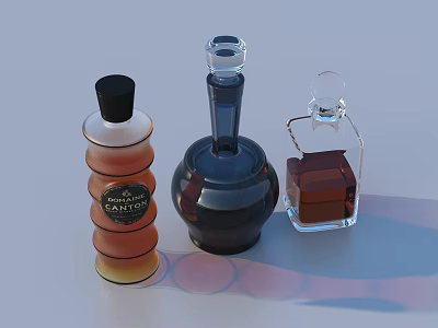 Glass Seasoning Containers Kitchen Supplies With Sea Salt Bottle Square And Dark Round Design 3d model
