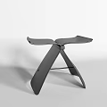 Modern Black Stool With Crossed Legs And Curved Seat Design