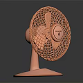 Stylish Orange Round Air Conditioning Fan With Mesh Cover And Pink Base