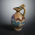 Artistic Ceramic Vase Decoration On Classic Furniture With Colorful Patterns