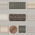 Various Upholstered Wall Panels With Striped Tufted And Circular Designs In Beige Green Brown White