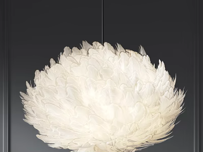 Elegant White Feather Chandelier With Soft Modern Design And Plush Texture 3d model