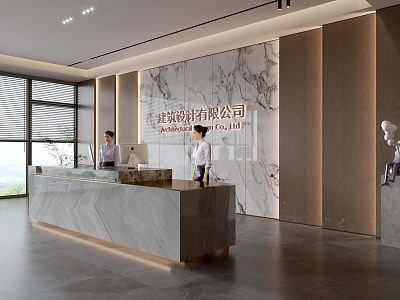 Modern company front desk background wall reception area bar desk reception desk hall simple lobby model