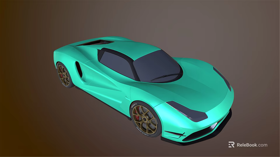 Turquoise Modern Sports Car With Sleek Body Black Windows And Alloy Wheels 3d model 