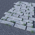 Modern Slab Road Tingbu Original Road Paving Old Slab Tingbu Park Road Landscape Tingbu Grass-embedded Slab 3d model