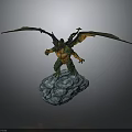 Mythical Winged Dragon Figurine Standing On Rock Base With Detailed Design