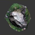 Colorful Natural Stone Decor With Green Moss And Small Rocks Organic Texture