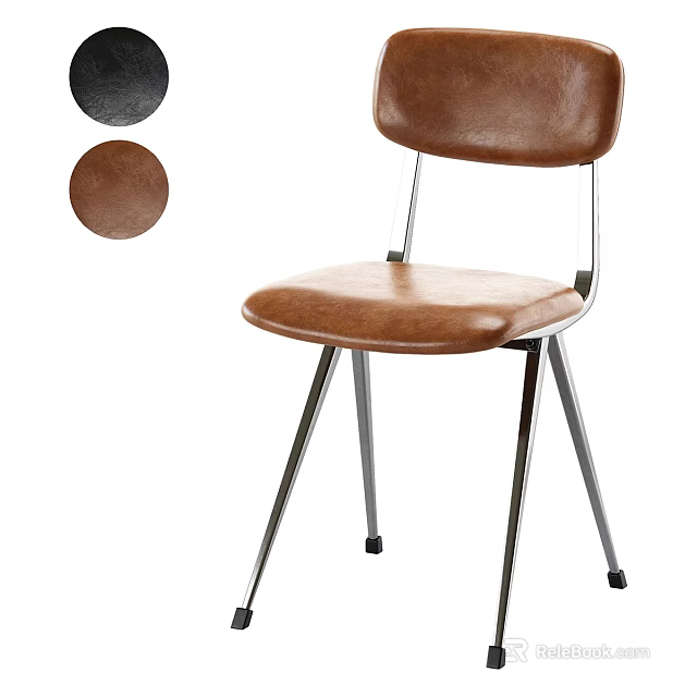 Leather Single Chair With Brown Black Color Options And Metal Legs Design 3d model 