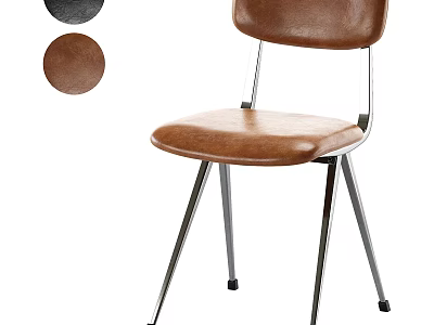 Leather Single Chair With Brown Black Color Options And Metal Legs Design 3d model
