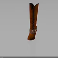 Fashionable Red High Heel Knee High Boots With Metallic Buckle Accents
