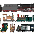 Vintage and Modern Model Trains in Various Colors and Car Styles