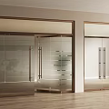 Modern Glass Double Doors With Brushed Brass Frame In Interior Space