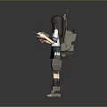 Anime Style Game Movie Character With Long Hair Wearing School Uniform And Mechanical Armor