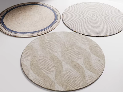 Natural Woven Round Rugs With Various Patterns And Textured Designs For Home Decor 3d model