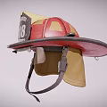 Red and Yellow Firefighter Helmet with 818 Number Transparent Face Shield and Black Strap