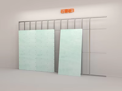 Modern Ceiling Structure With Metal Frame And Lightweight Green Panels 3d model