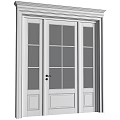 White Framed Hinged Door With Multi Pane Glass Panel Interior Design 3d model