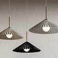 Modern Fan Shaped Pendant Lights In Three Tones With Brass Frame And White Globe Bulbs