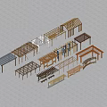 Modern Corridor Landscape Grape Rack Curved L-shaped Corridor Rack Circular Corridor Long Corridor Pavilion Gazebo Timber 3d model