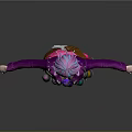 3D Model of Colorful Female Character With Purple Hair Purple Outfit And Brown Boots