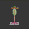 Traditional Japanese Style Lantern With Wooden Base Black Roof And White Shade