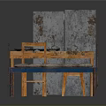 Wooden And Metal Furniture Set Including Table Chairs Cabinet And Bed