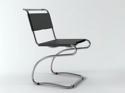 Modern Dining Chair With Curved Metal Frame Black Seat And Backrest Design 3d model
