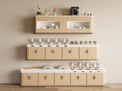 Kitchen Storage Cabinets With Dishes And Appliances 3d model