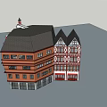 Multi Story Commercial Complex With Orange Facade And Ground Floor Shops