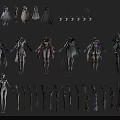 Game And Movie Character Design With Various Outfits Weapons And Hairstyles 3d model