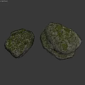 Two Natural Rockery Stones With Green Moss Covered Garden Decorative Rocks
