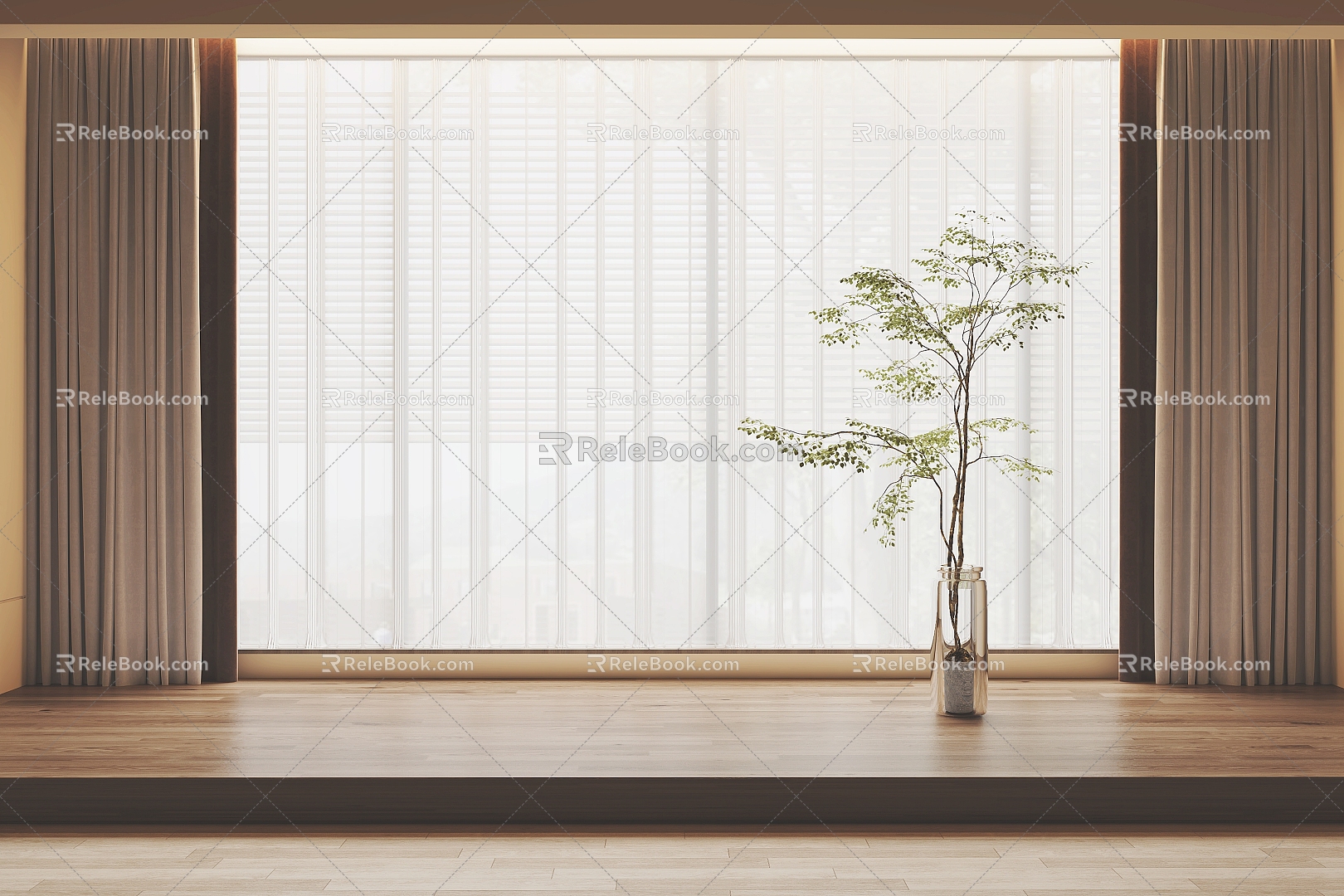 modern curtain fabric curtain gauze curtain 3d model