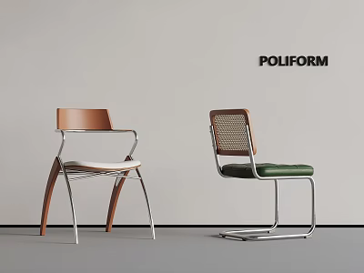 Poliform Contemporary Chairs Featuring Wooden Frames And Upholstered Seats 3d model