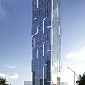 Modern High Rise Office Building With Glass Curtain Wall Exterior Design