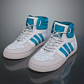 Stylish High Top Sneakers White And Blue With Stripes Laces For Daily Wear