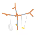 Playground Swing Set with Multiple Branches Poles White Ring and Yellow Seat Swings for Kids