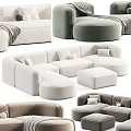 Modern Modular Sectional Sofa With Ottoman Soft Pillows And Plush Fabric 3d model
