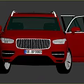 Red SUV Model With Open Doors And Sunroof On Black Background