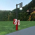 Outdoor Directional Signpost With Multiple Panels Chinese Characters QR Codes Grassland And Mountain Background